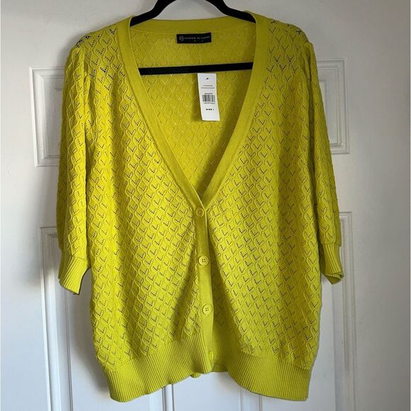 NWT Fashion To Figure Pointelle Knit Cardigan LIGHT GREEN SIZE 1 1x 14 16 - Picture 6 of 8